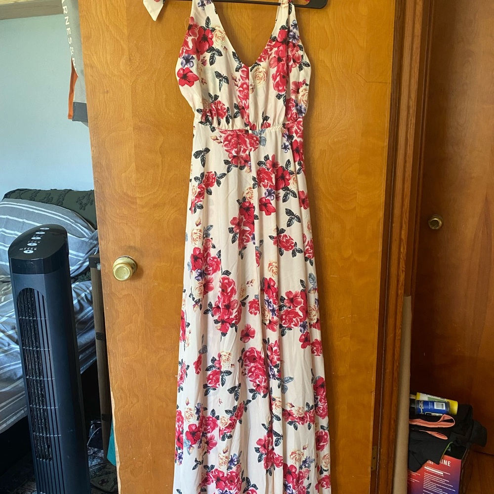 Floral Maxi Dress in Pink and White